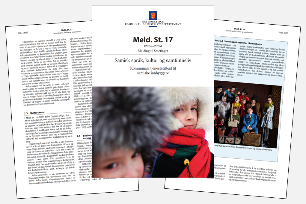 Kollasj med sider fra den aktuelle stortingsmeldinga.