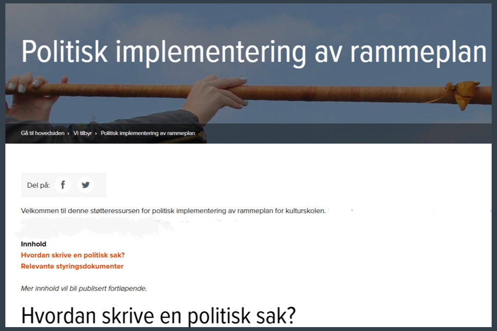 Skjermdump av ny nettside