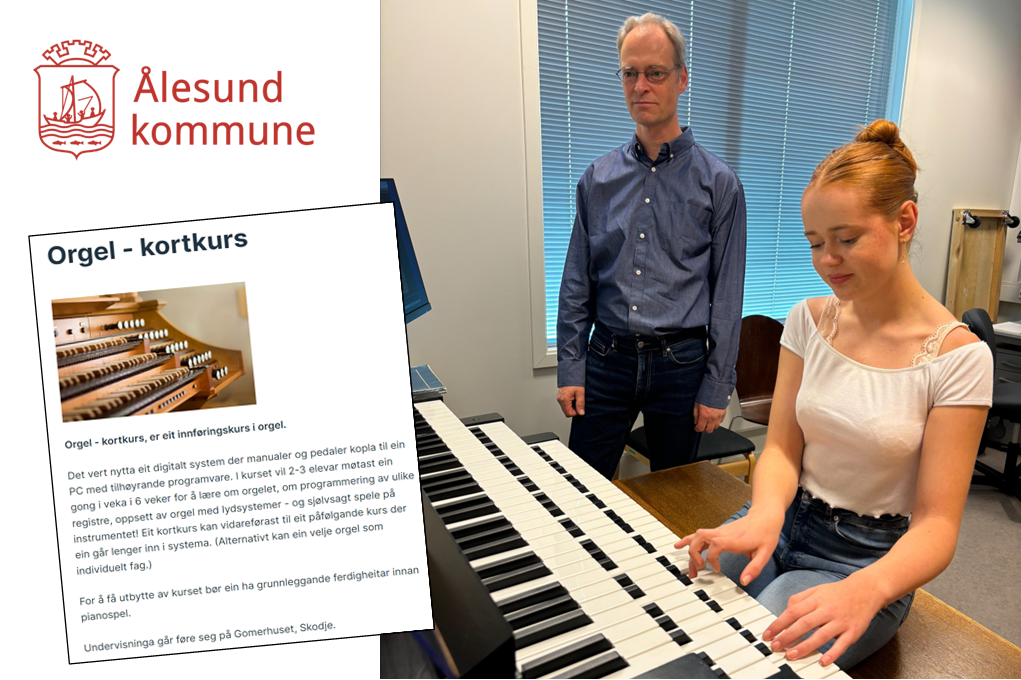 Orgelelev Tonje Halonen Giske sammen med sin lærer, Marc Labruijere.